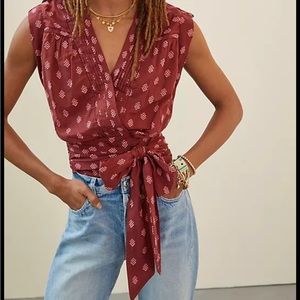 By Anthropologie Tie-Waist Surplice Blouse